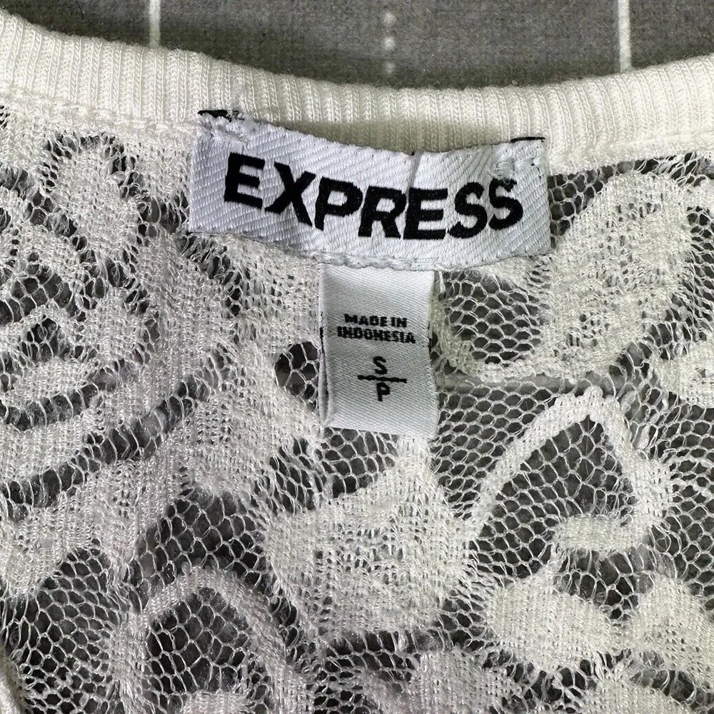 Express Y2K Lace Racerback Tank White Sz S Soft Grunge Edgy Coquette - Picture 5 of 6